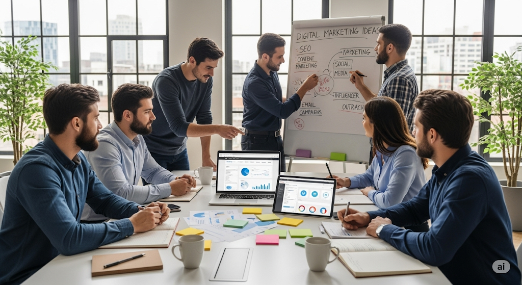 Best digital marketing services team planning SEO strategy.