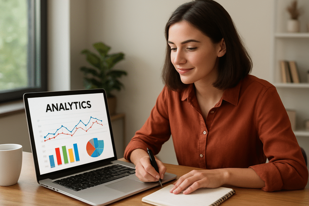 Content marketer analyzing a piece of content’s performance