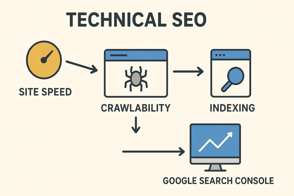 Technical SEO with Google Search Console and site optimization is the alt text.