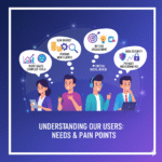  A group of different user personas with thought bubbles showing their needs and problems.