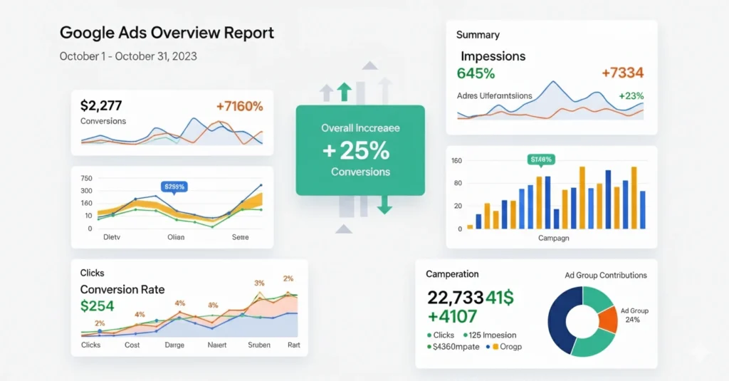 google ads overview report showing campaign snapshot