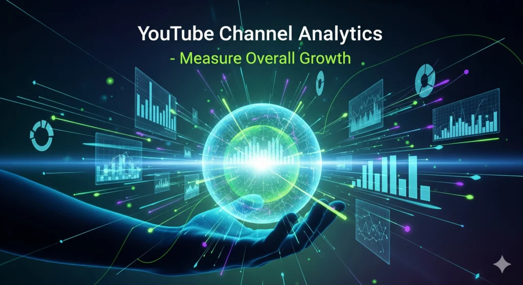 YouTube channel analytics showing views, watch time, and subscribers