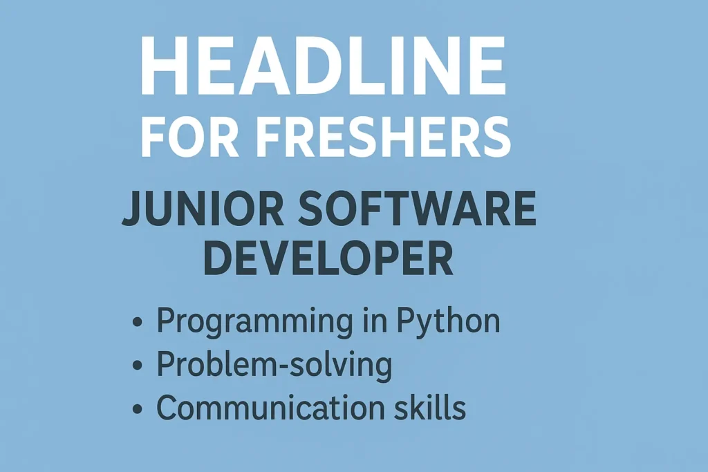 Headline in LinkedIn for freshers example showing clear role and skills