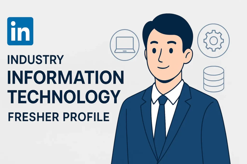 Industry in LinkedIn profile for freshers example with IT highlighted.