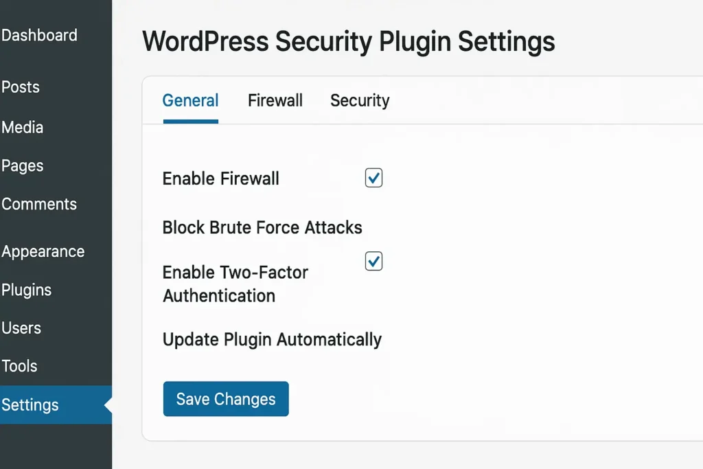 WordPress Security Plugin Settings