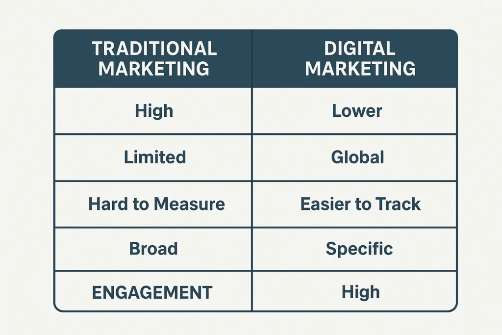 difference between digital marketing and traditional marketing