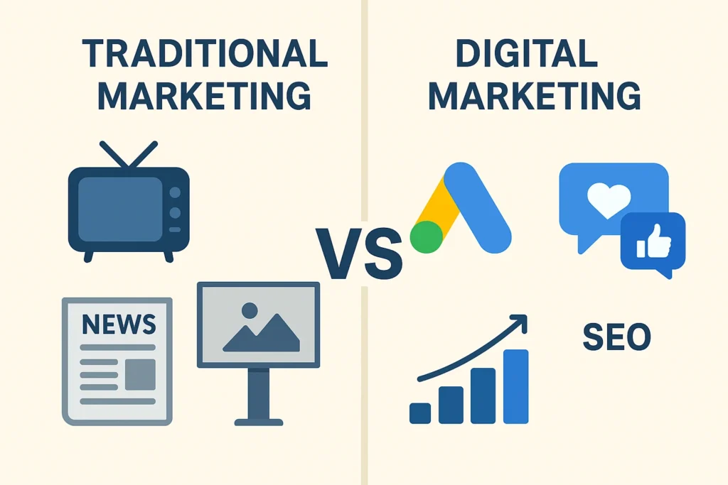 Comparison of traditional marketing methods and digital marketing strategies